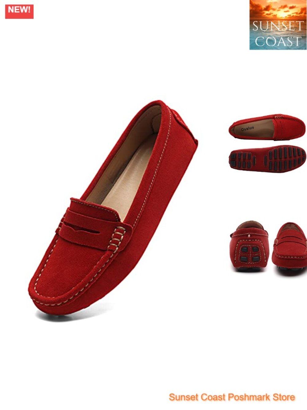 Osslue Suede Leather Penny Loafers Slip-On Driving Mocs